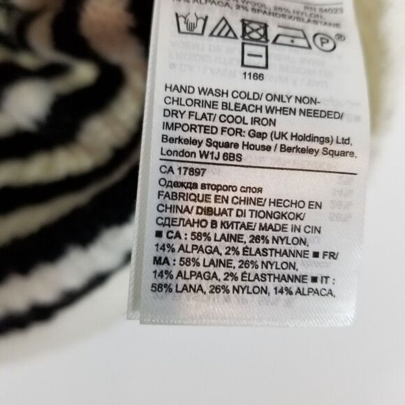 Banana Republic Women Turtleneck Striped Wool Alpaca Sweaters Sz M Black White - Picture 7 of 7